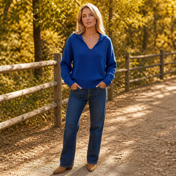 Lapella – Lapel Collar V-Neck Sweater