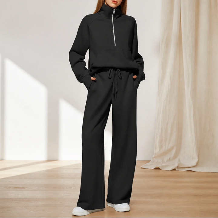 Easewell – Half-Zip Top And Wide-Leg Trouser Set