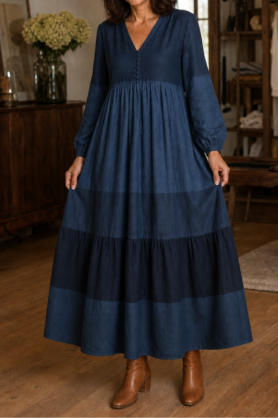 Wearbella – Relaxed V-Neck Flowy Maxi Dress