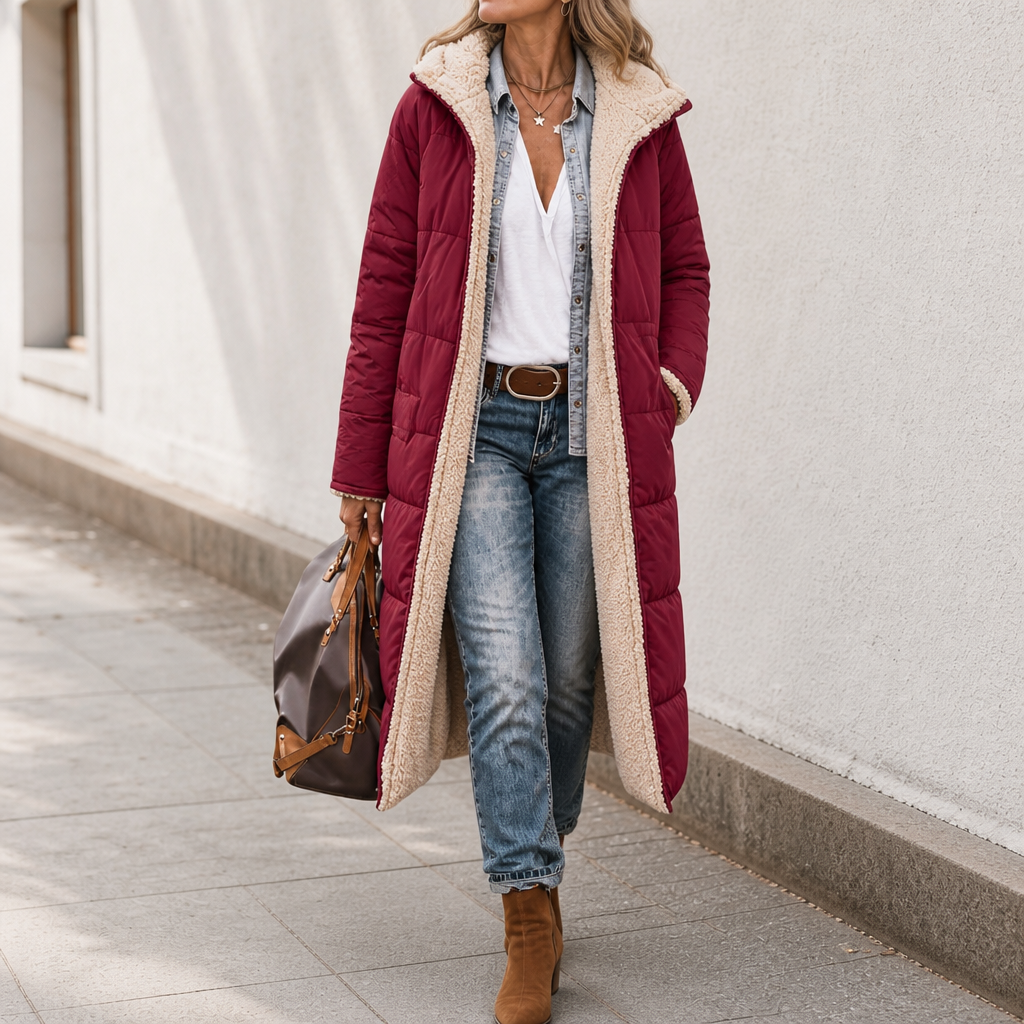 Veluna – Reversible Quilted Sherpa Winter Coat