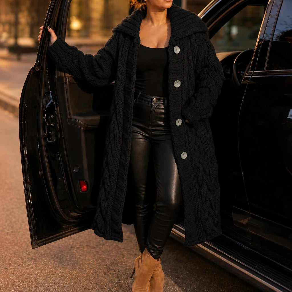 Cable & Clover – Chunky Cable-Knit Oversized Cardigan