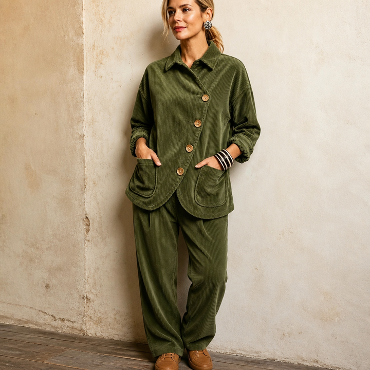 Corfield – Diagonal Button Ribbed Corduroy Shacket