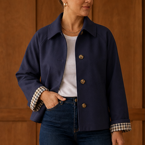 Tartanelle – Checked-Lining Raglan Casual Coat