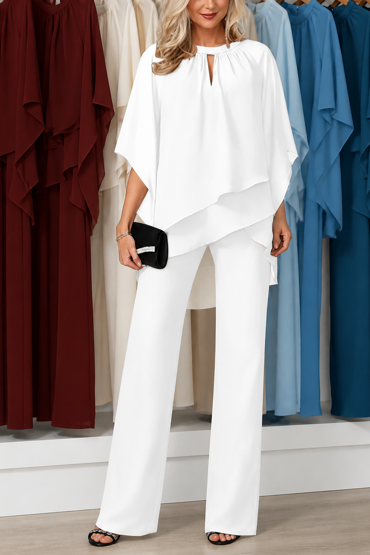 Draperie – Asymmetric Drape Overlay Wide-Leg Pant Set