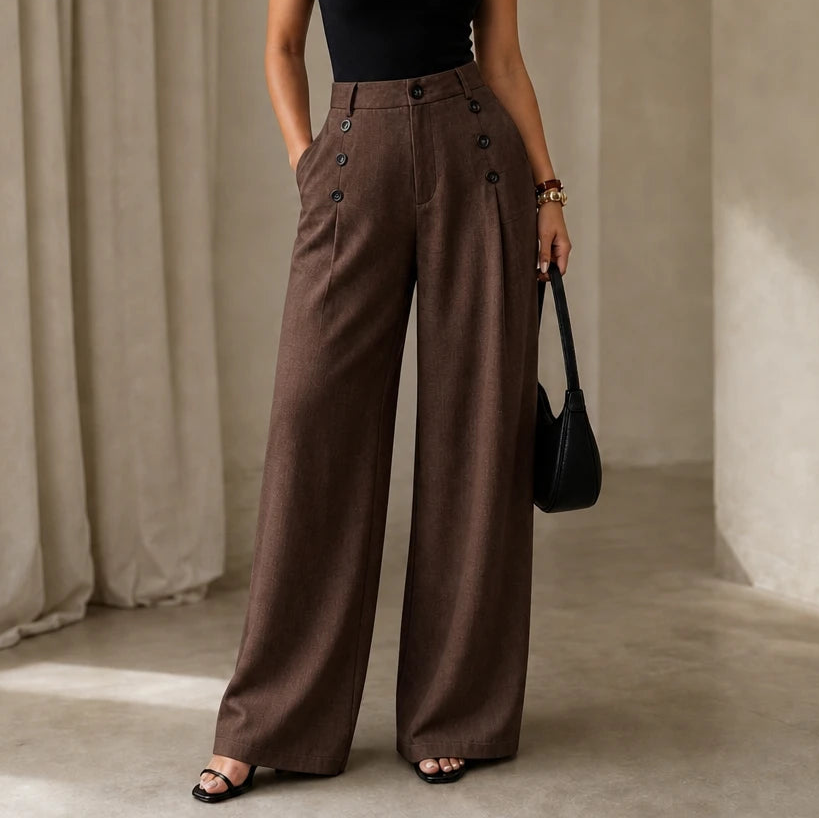 Veloura – High-Waisted Pleated Wide-Leg Trousers