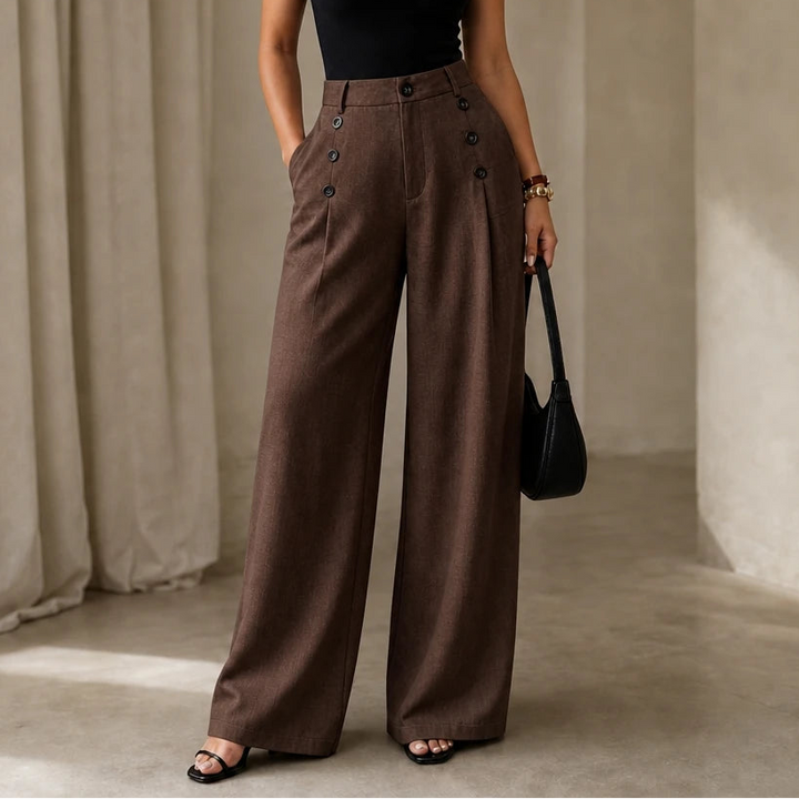 Veloura – High-Waisted Pleated Wide-Leg Trousers