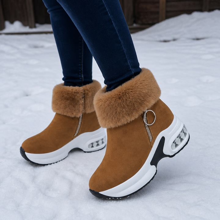 CozyLift – Plush-Cuff Zip-Up Ankle Boots