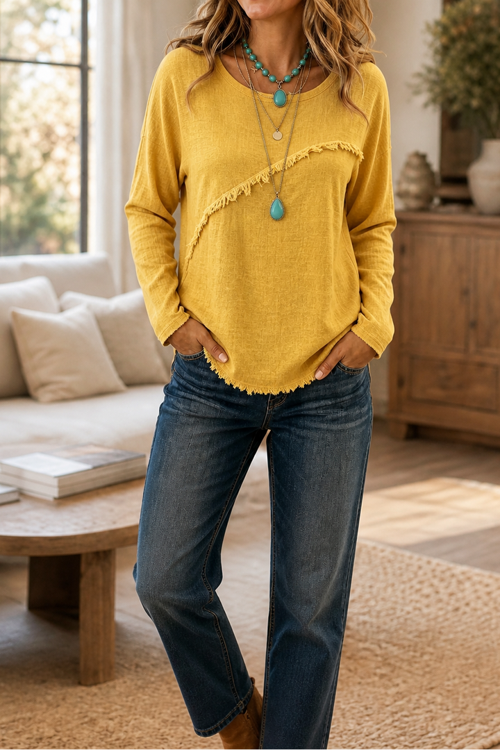 Fringewalk – Diagonal Fringe Slub Hemp Crewneck Sweater