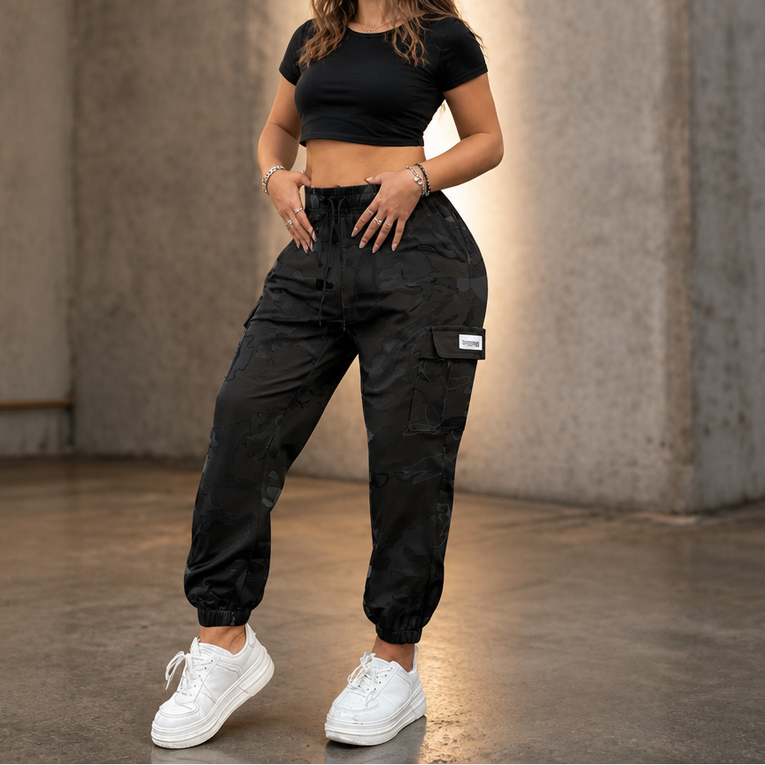 Ease Cargo – High-Waist Stretch Cargo Joggers