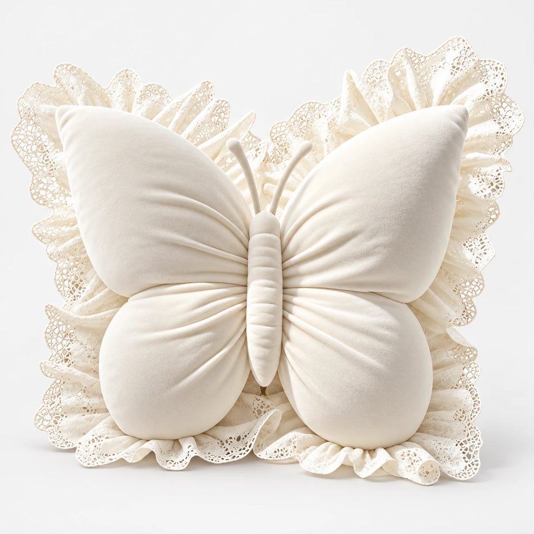 Lacewing – Velvet-Look Butterfly Lace-Trim Throw Pillow