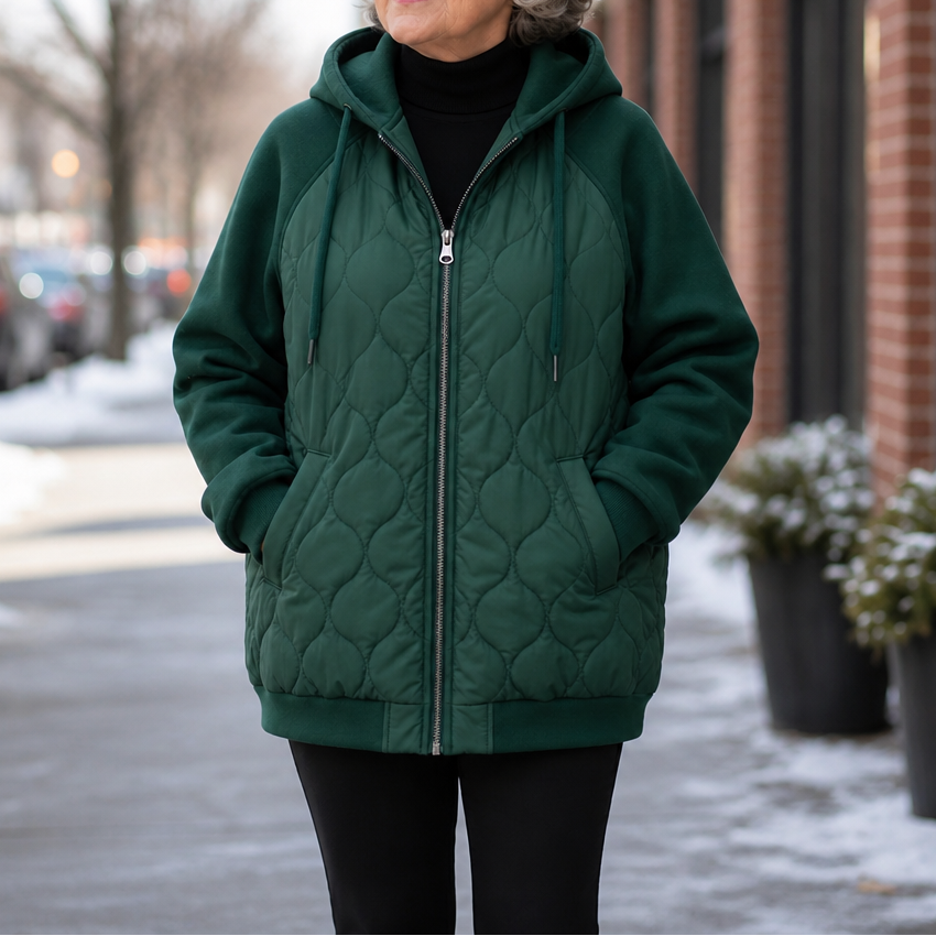 Wearbella – Spliced Quilted Hooded Puffer Jacket