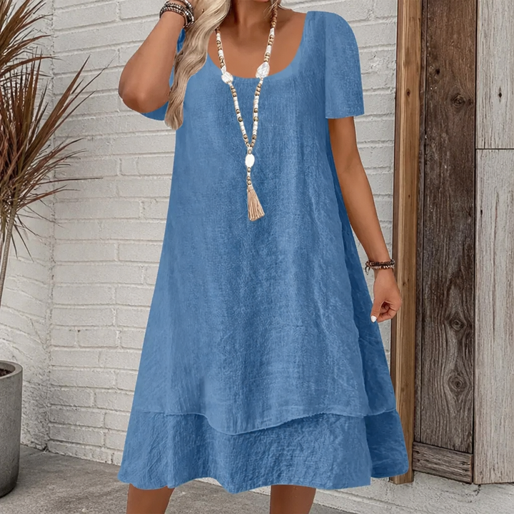 Linora – Double Hem A-Line Cotton-Linen Dress