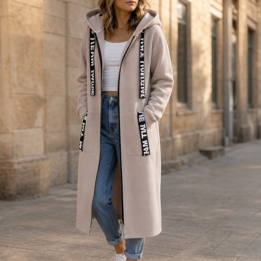 Everlyne – Alphabet Patchwork Zip-Up Hooded Jacket
