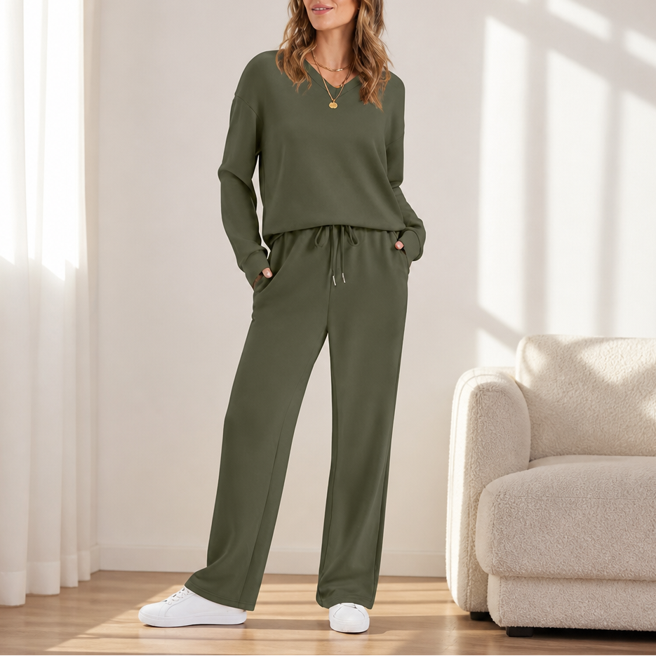 Draperie – Vertical-Seam Drawstring Knit Lounge Set