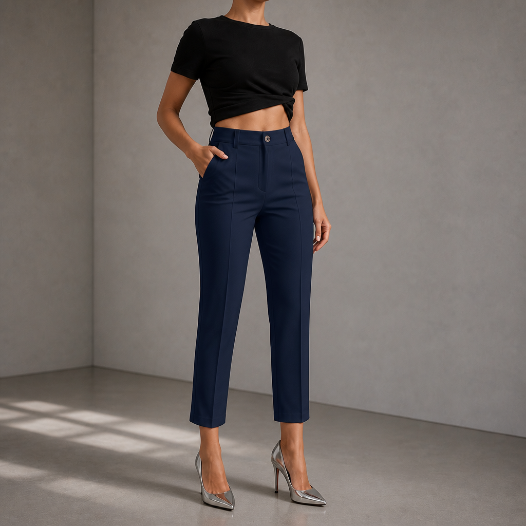 Elara – High-Waisted Cropped Straight-Leg Pants