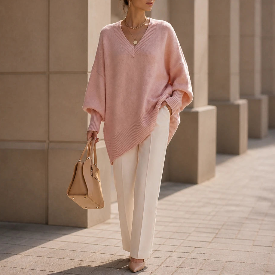 Mayfield – Oversized V-Neck Knit Sweater