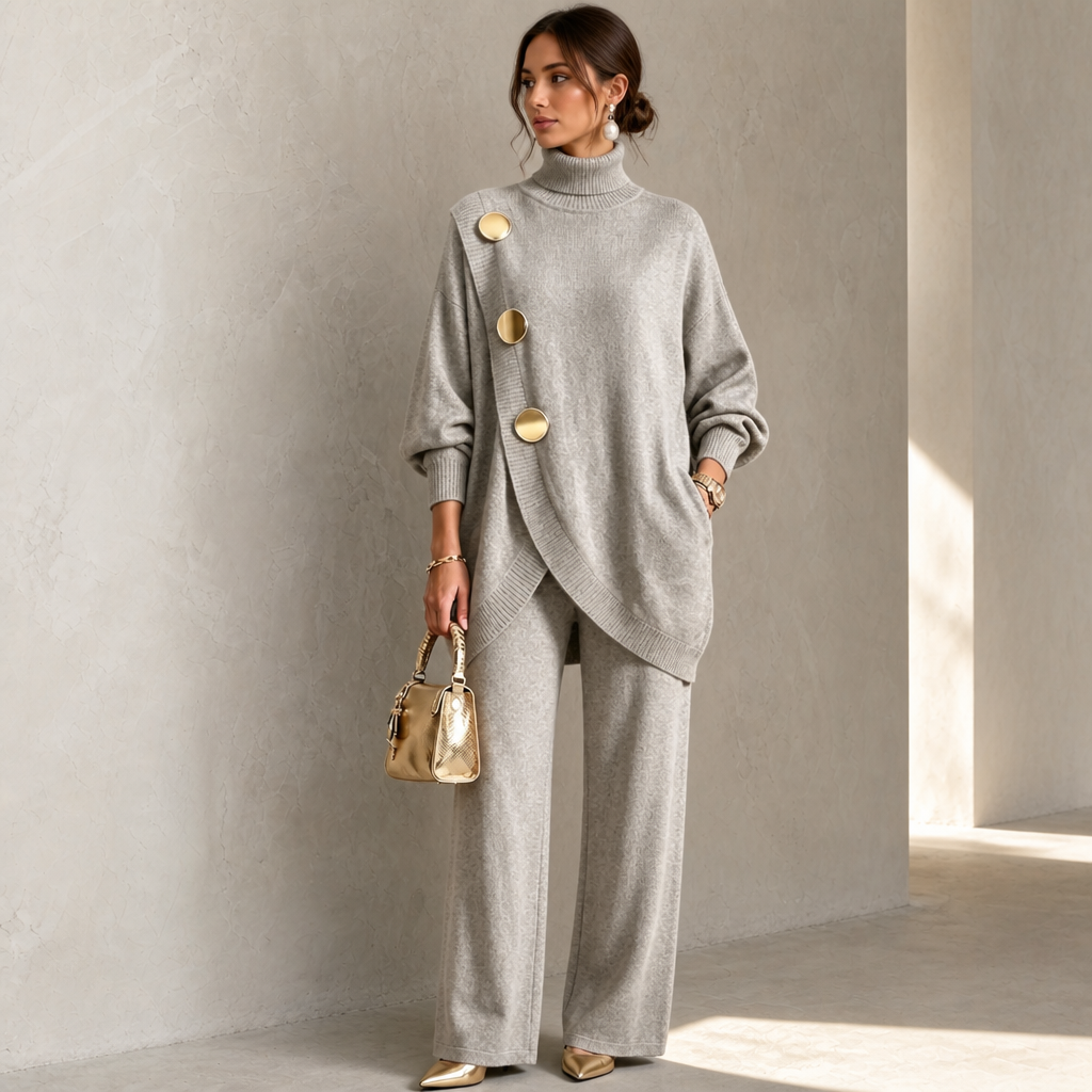 Elara Set – Turtleneck Sweater And Wide-Leg Pants Set