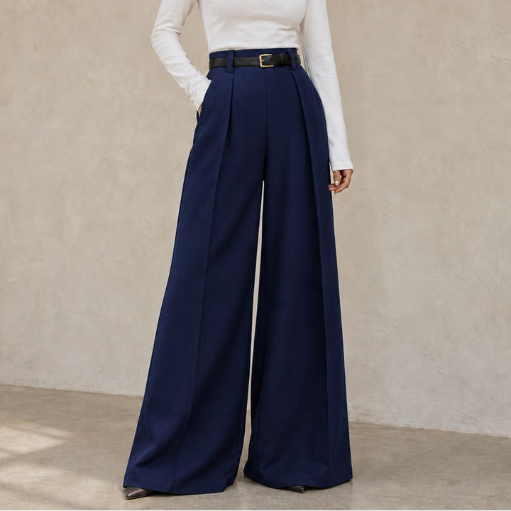 Elonga – Pleated High-Waisted Wide-Leg Trousers
