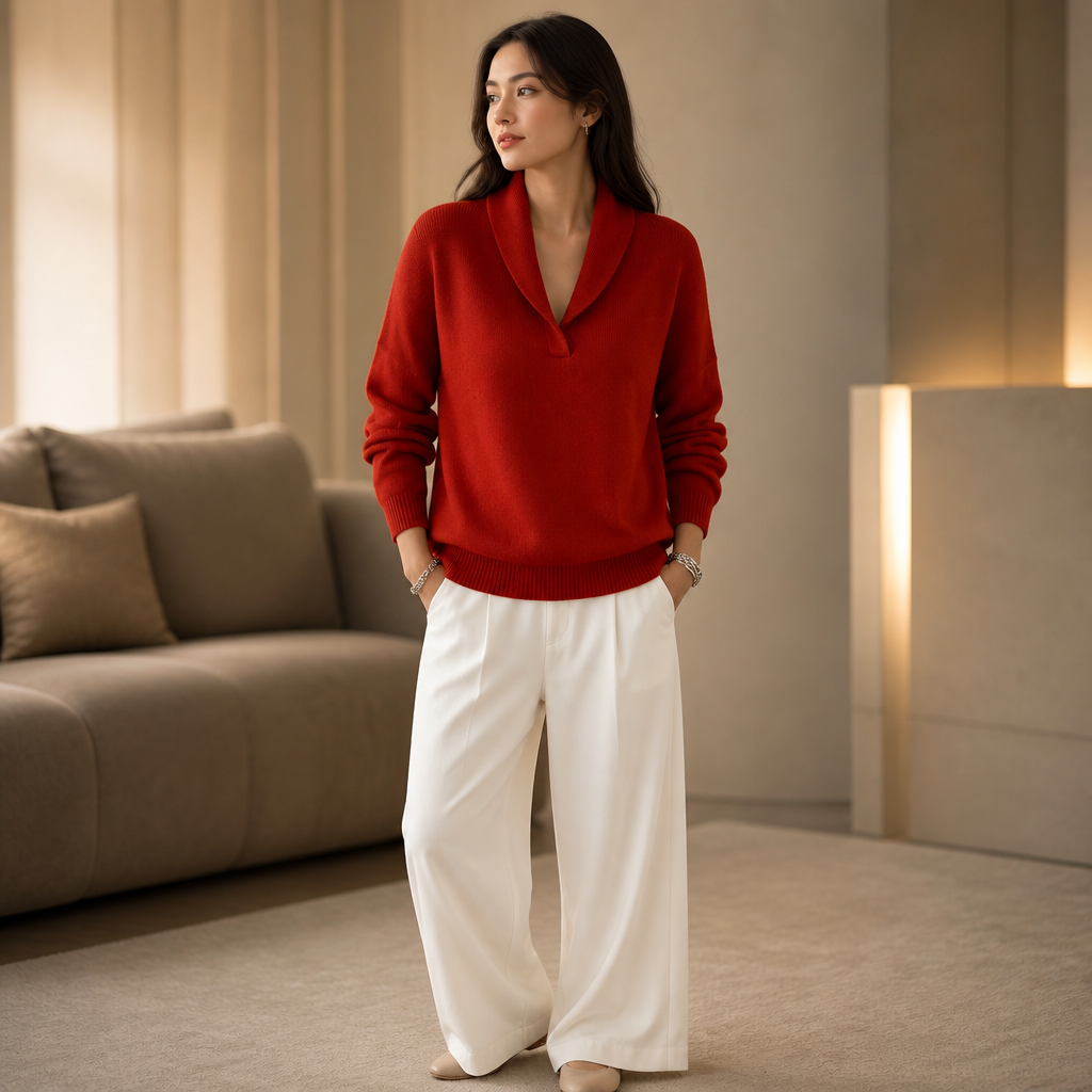 Wrapstead – Shawl Collar Ribbed Knit Pullover Sweater