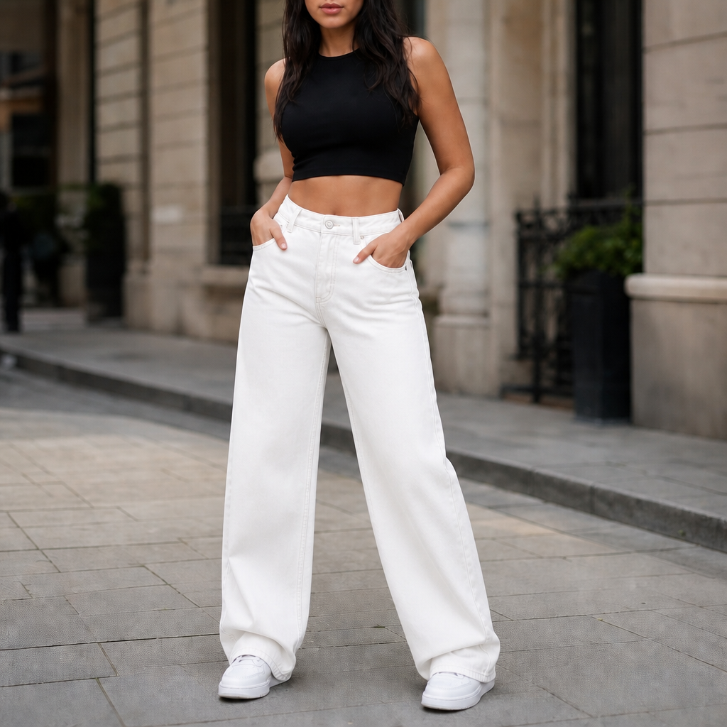 Vela Denim – High-Rise Relaxed Straight-Leg Jeans