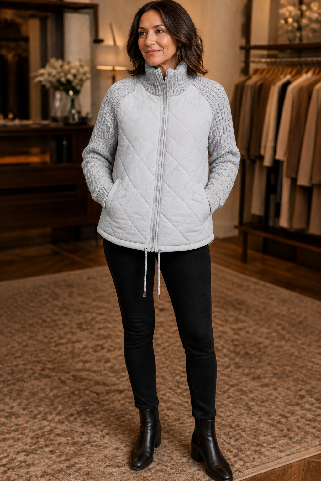 Knitpuff – Knit-Panel Quilted Patchwork Puffer Jacket
