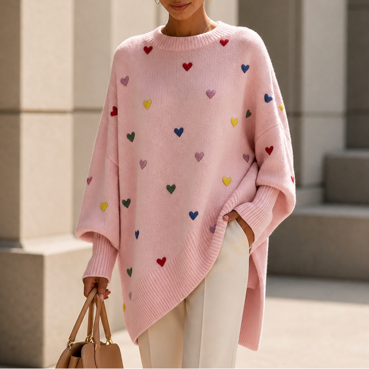 Heartwell – Colorful Heart Batwing Sweater