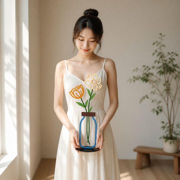 Florenza – Flat Metal Flower Vase Ornament