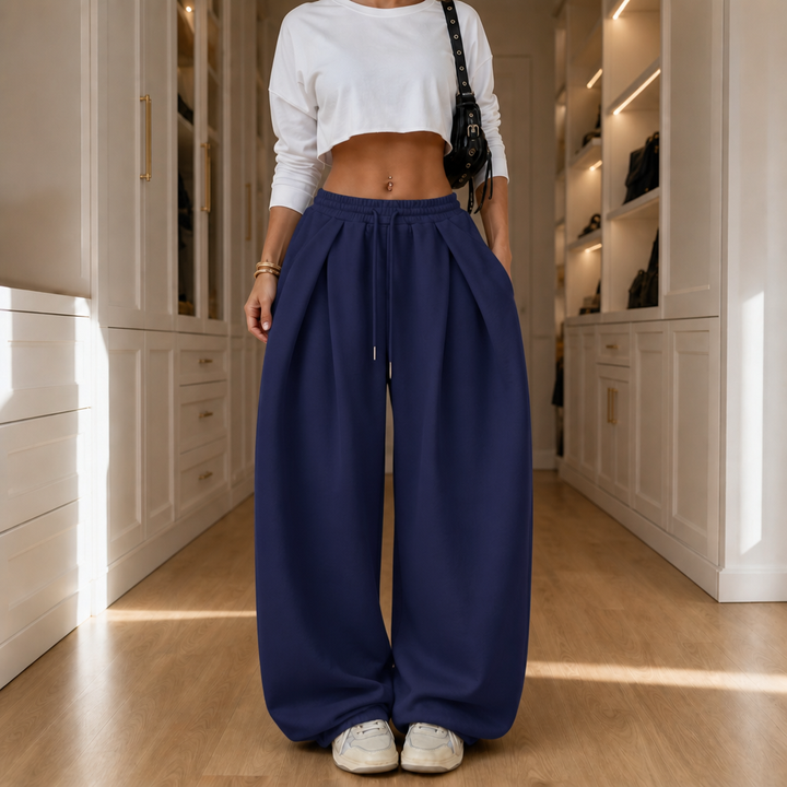 Wearbella – Pleated High-Waist Wide-Leg Sweatpants