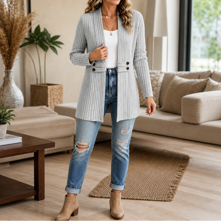 Wearbella – Ribbed Knit Open-Front Cardigan