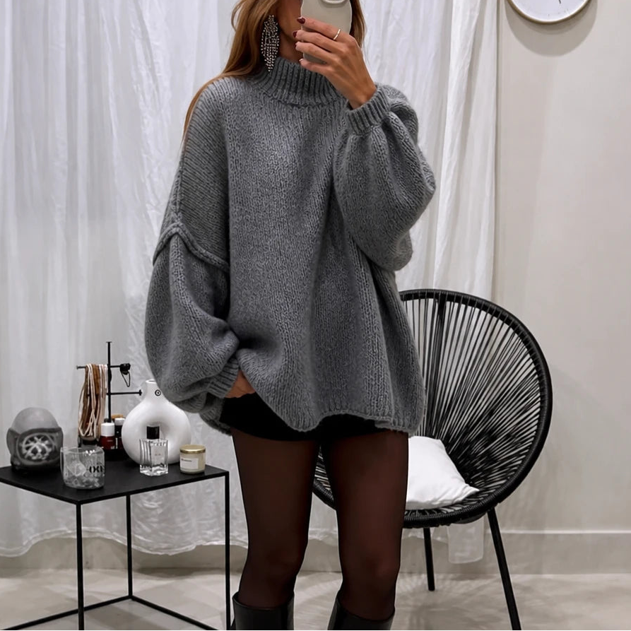 Lunavia – Loose-Fit Mock-Neck Knit Sweater