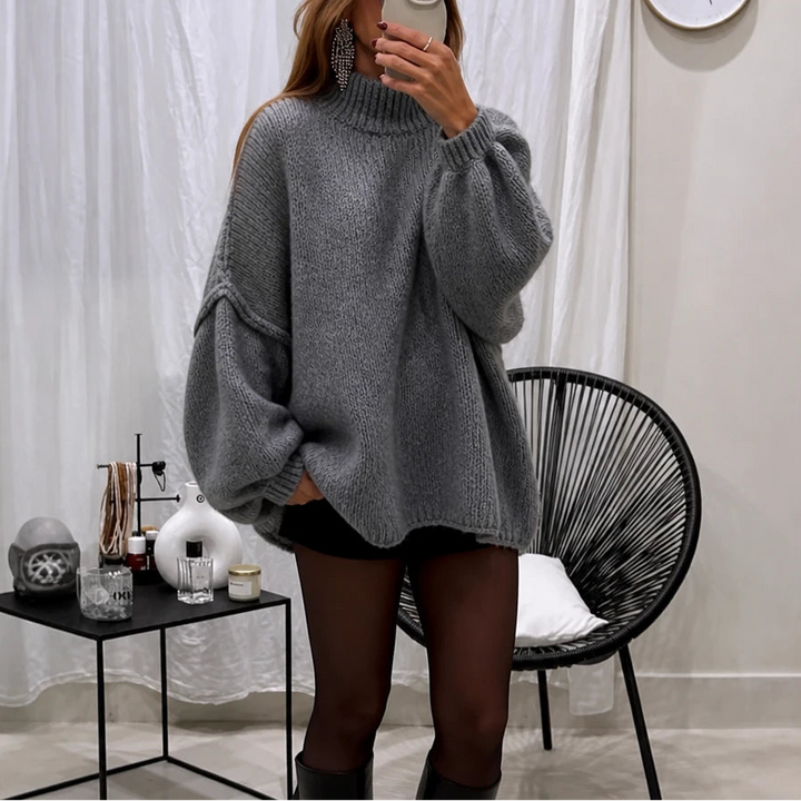 Lunavia – Loose-Fit Mock-Neck Knit Sweater