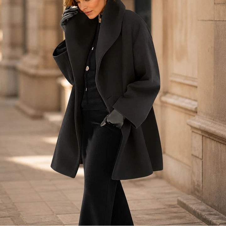 Adelyn – Oversized Taupe Long-Sleeve Coat