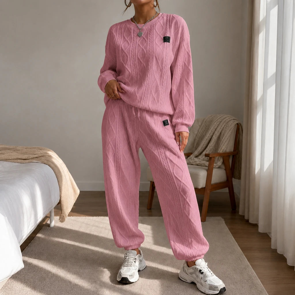 Cablea – Cable-Knit Sweater And Jogger Set