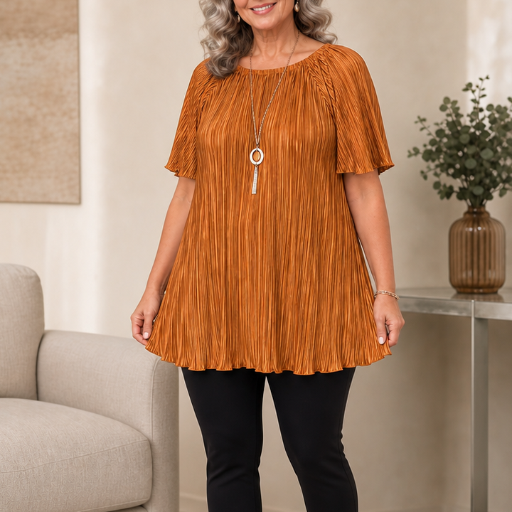 Wearbella – Pleated Wide-Fit Button-Up Blouse