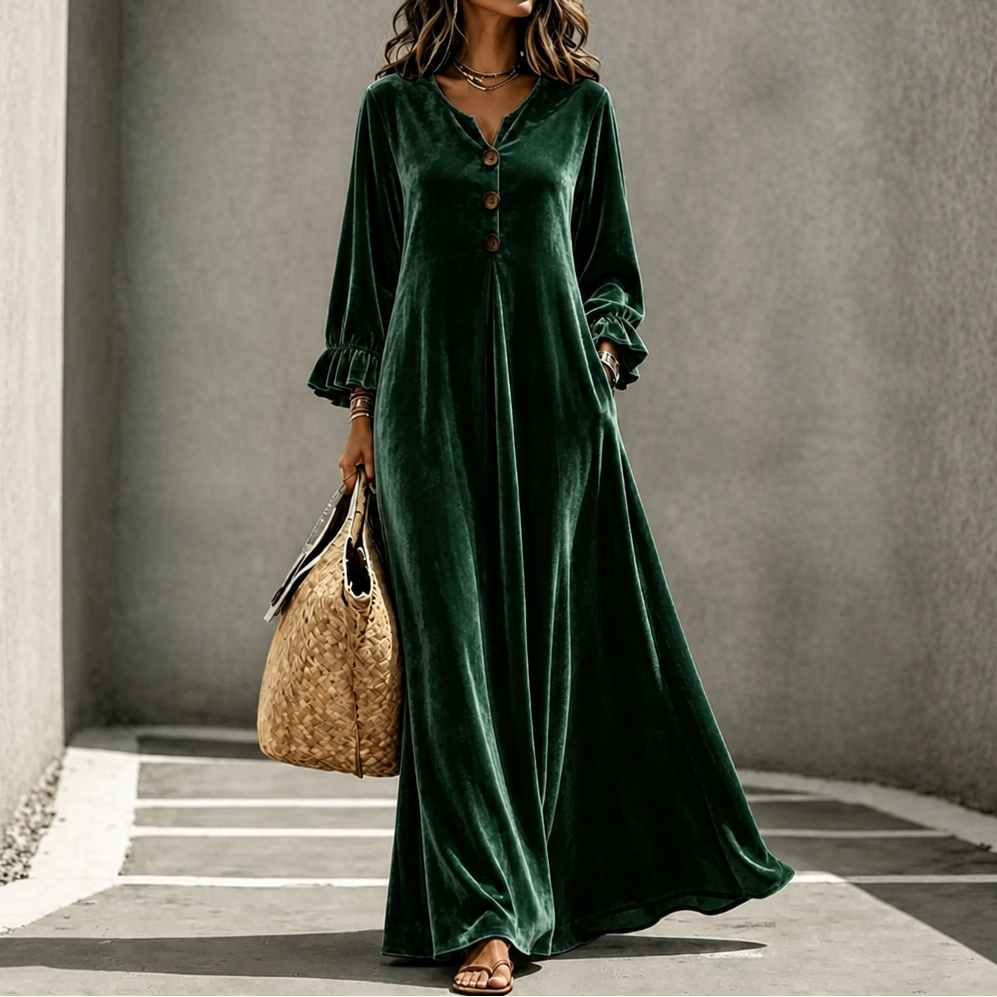 Veloura – Ruffled Sleeve Maxi Dress