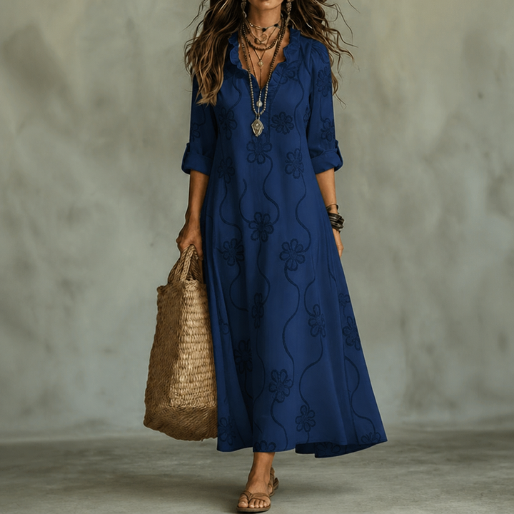 Wearbella – Floral Print Flowy A-Line Midi Dress