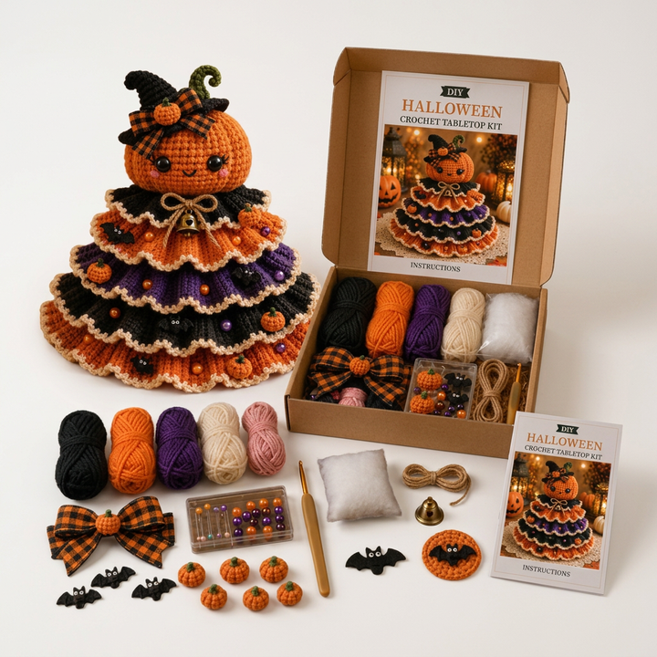 Hallowstitch – Layered Crochet Cat Witch Halloween Tree