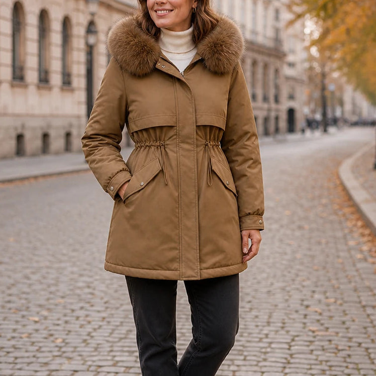 Plushora – Plush Hooded Mid-Length Parka