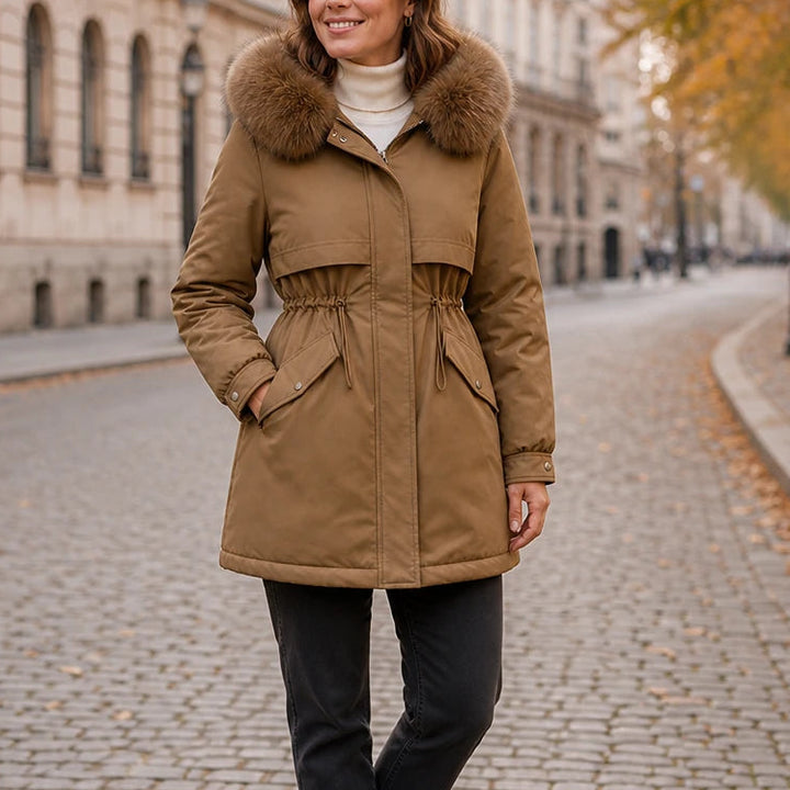 Plushora – Plush Hooded Mid-Length Parka