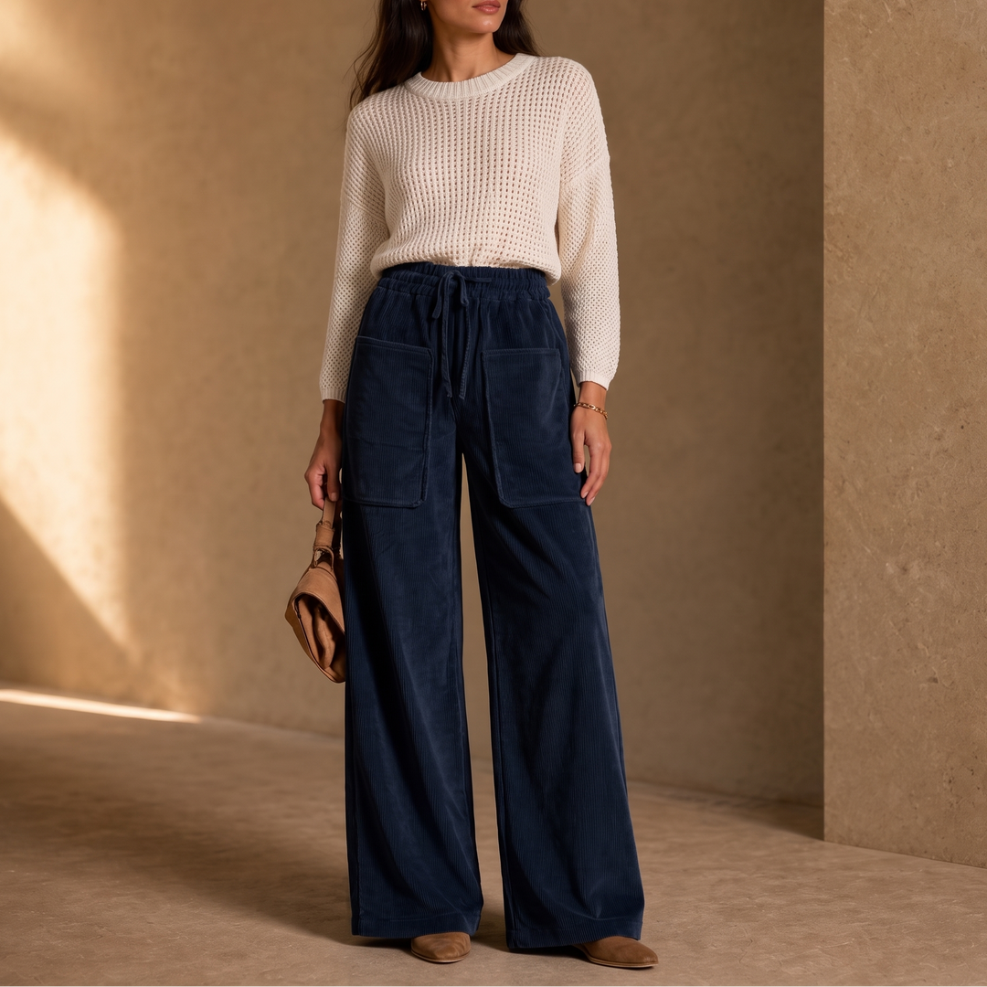 Cordella – Ribbed Corduroy Wide-Leg Pants