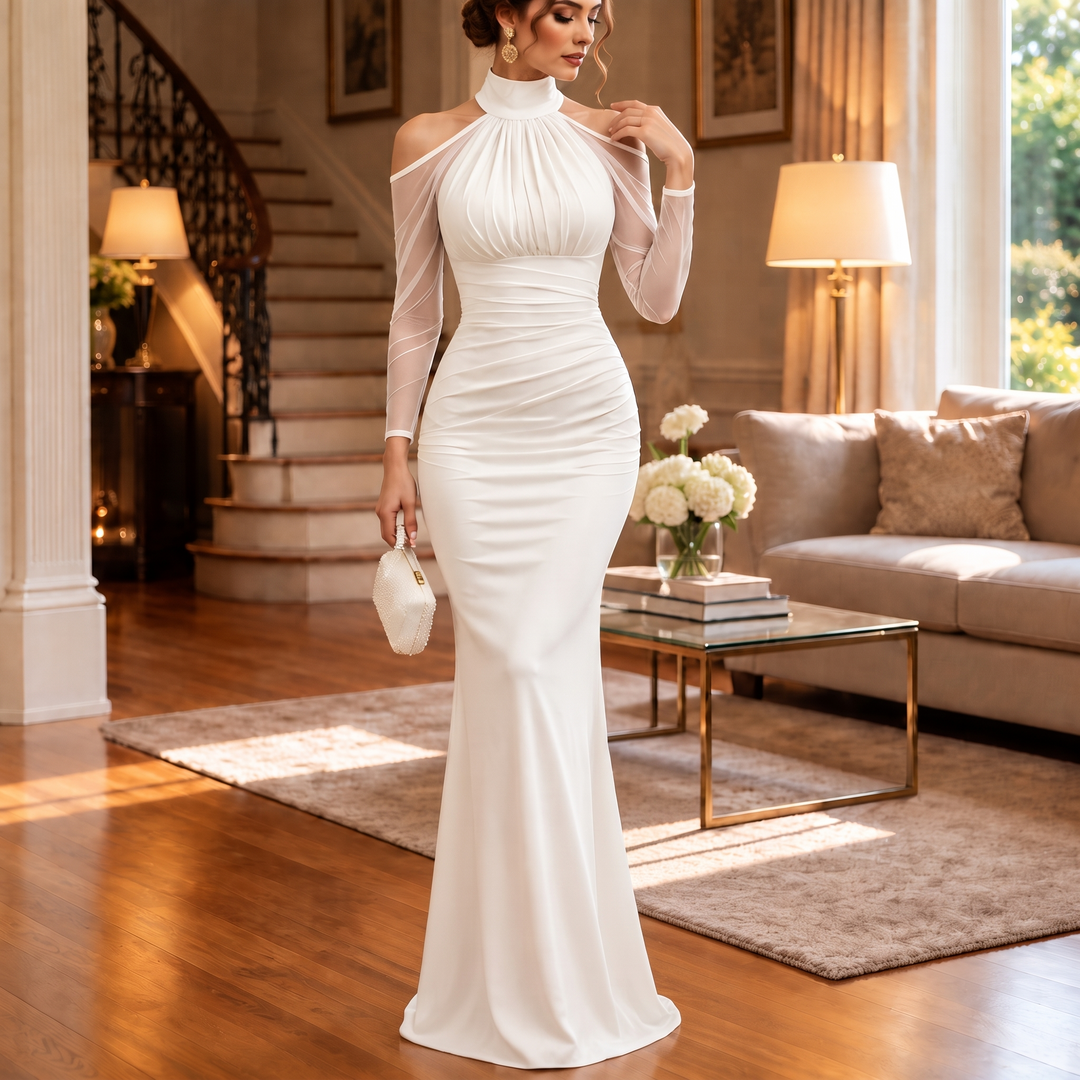Elarian – Sheer Cold-Shoulder Mermaid Gown