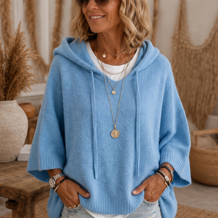 Vintrel – Oversized Open-Knit Distressed Hem Hoodie