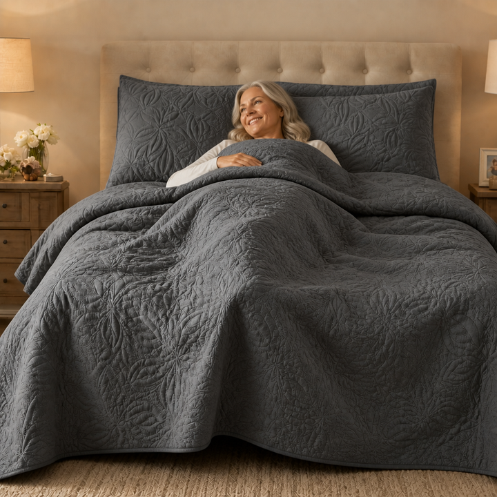 Beddura – Embossed Floral Washed Cotton Comforter Set