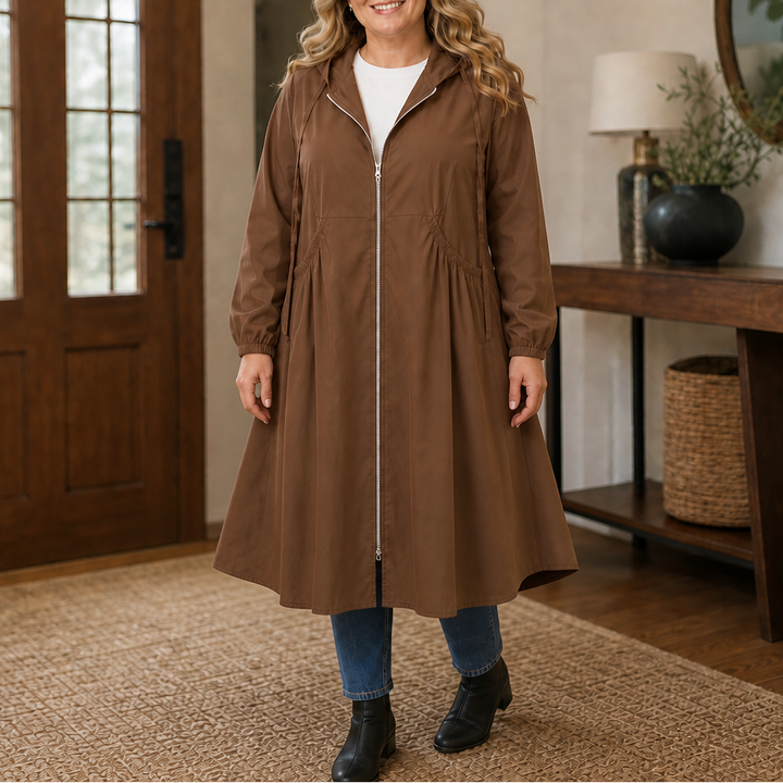 Rainbella – Flared Hem Peplum Rain Jacket With Pockets