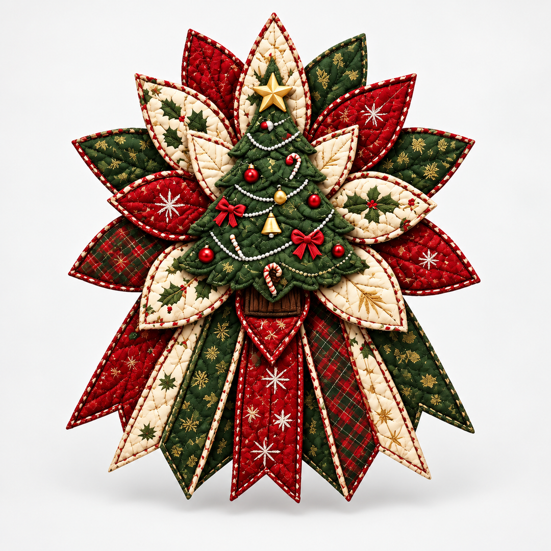 Patchwork & Bow – Quilted Poinsettia Christmas Bow Sewing Kit