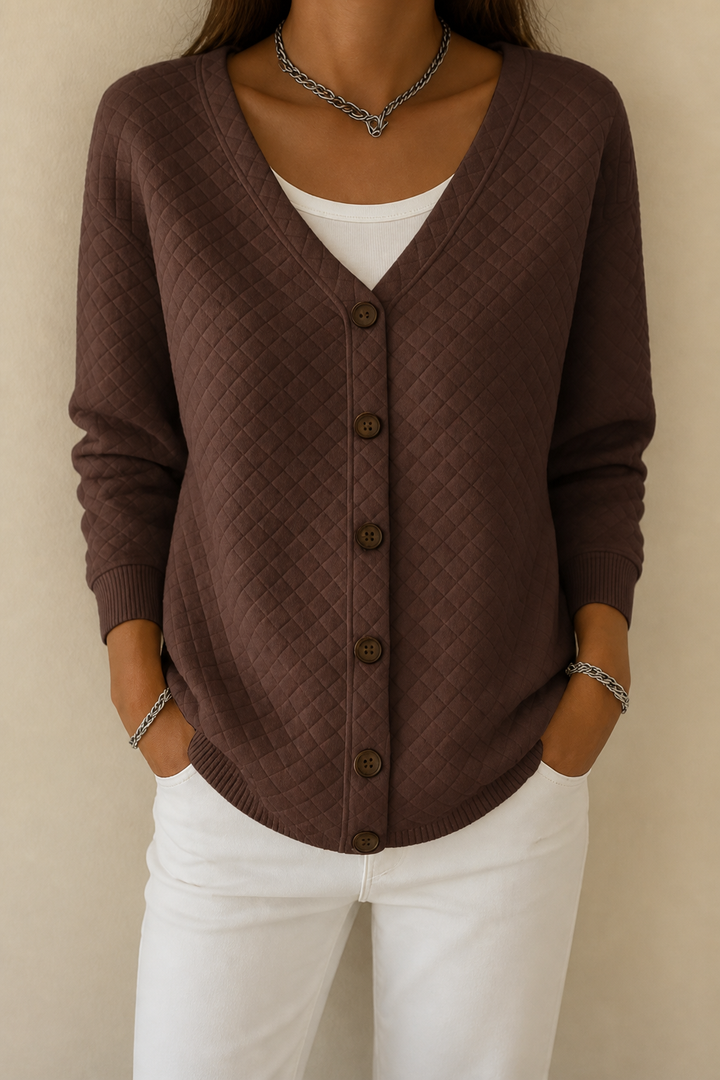Holdwell – Diamond Quilted Open-Front Cardigan