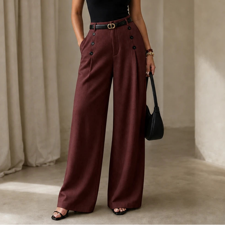 Veloura – High-Waisted Pleated Wide-Leg Trousers