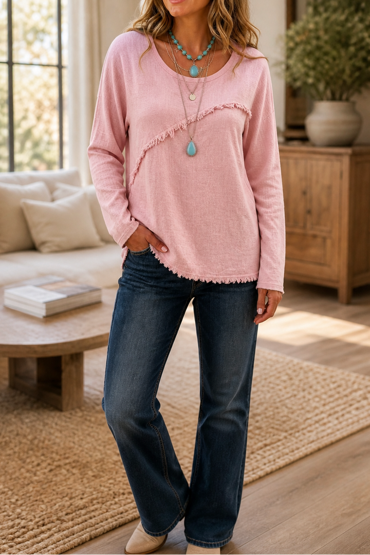 Fringewalk – Diagonal Fringe Slub Hemp Crewneck Sweater