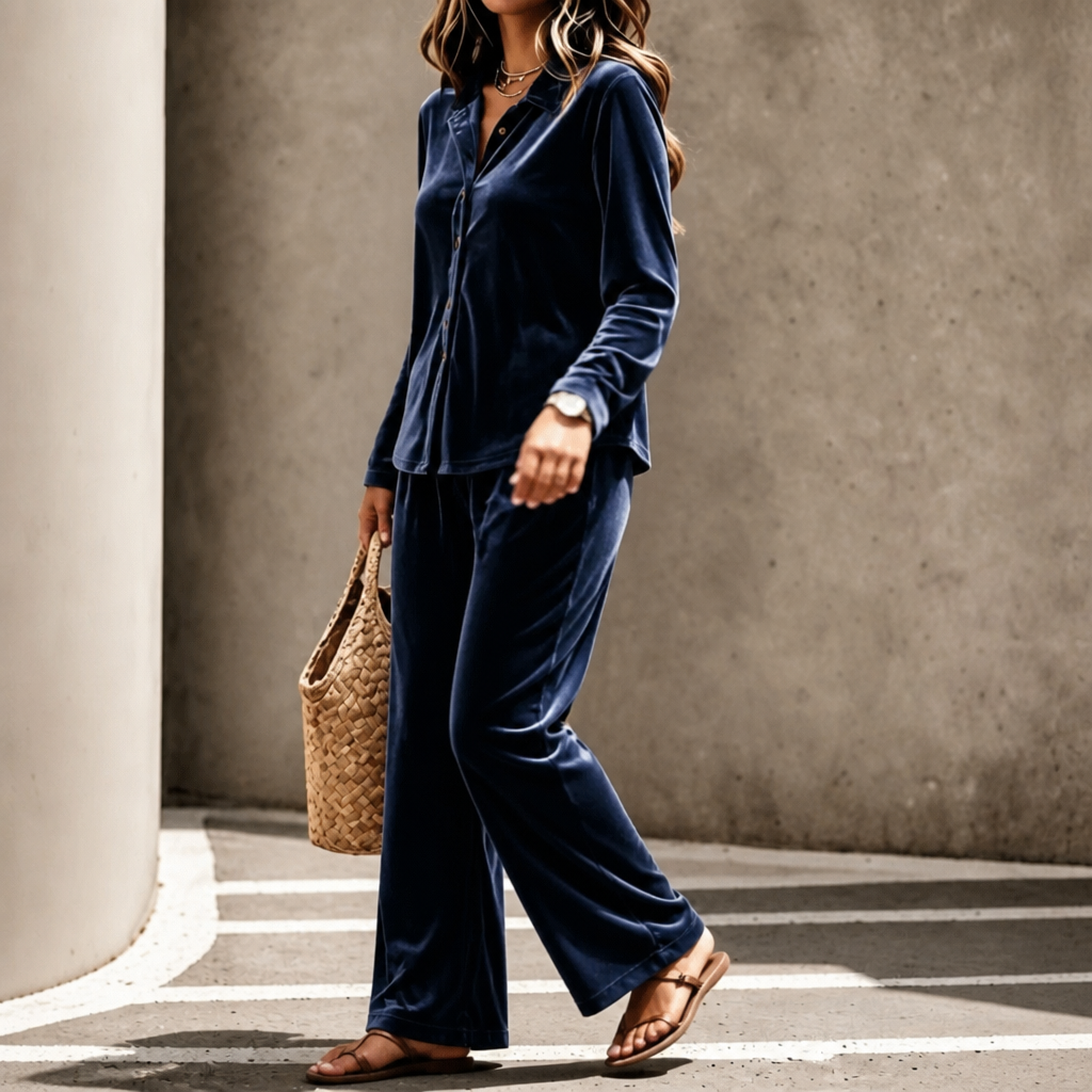 Wearbella – Velvet Wide-Leg Two-Piece Lounge Set
