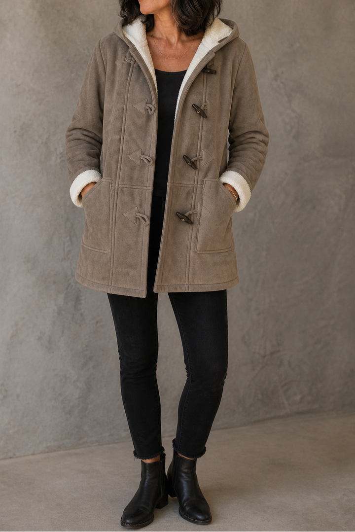 Suedeluxe – Hooded Faux Suede Coat With Plush Lining